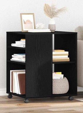 VidaXL Opbergkast met wiel Zwart Eiken 60 x 53 x 72,5 cm Bewerkt hout