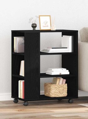 VidaXL Opbergkast met wiel Zwart Eiken 60 x 35 x 75 cm Bewerkt hout