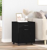 VidaXL Rolcontainer met wiel Zwart eiken 45 x 38 x 54 cm Bewerkt hout