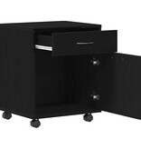 VidaXL Rolcontainer met wiel Zwart eiken 45 x 38 x 54 cm Bewerkt hout