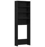 VidaXL Wasmachinekast Zwart Eiken 64 x 24 x 190 cm Bewerkt hout