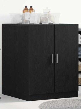 VidaXL Wasmachinekast met opslag Zwart Eiken 70,5 x 71,5 x 91,5 cm