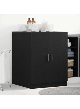 VidaXL Wasmachinekast met opslag Zwart Eiken 70,5 x 71,5 x 91,5 cm