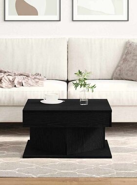 VidaXL Salontafel Zwart Eiken 57 x 57 x 30 cm Bewerkt hout