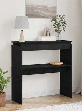 VidaXL Wandtafel Zwart Eiken 80 x 30 x 80 cm Bewerkt hout