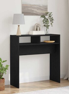 VidaXL Wandtafel Zwart Eiken 78 x 30 x 80 cm Bewerkt hout