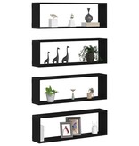 VidaXL Wandplank 4 pcs Zwart eiken 80 x 15 x 26 cm Bewerkt hout
