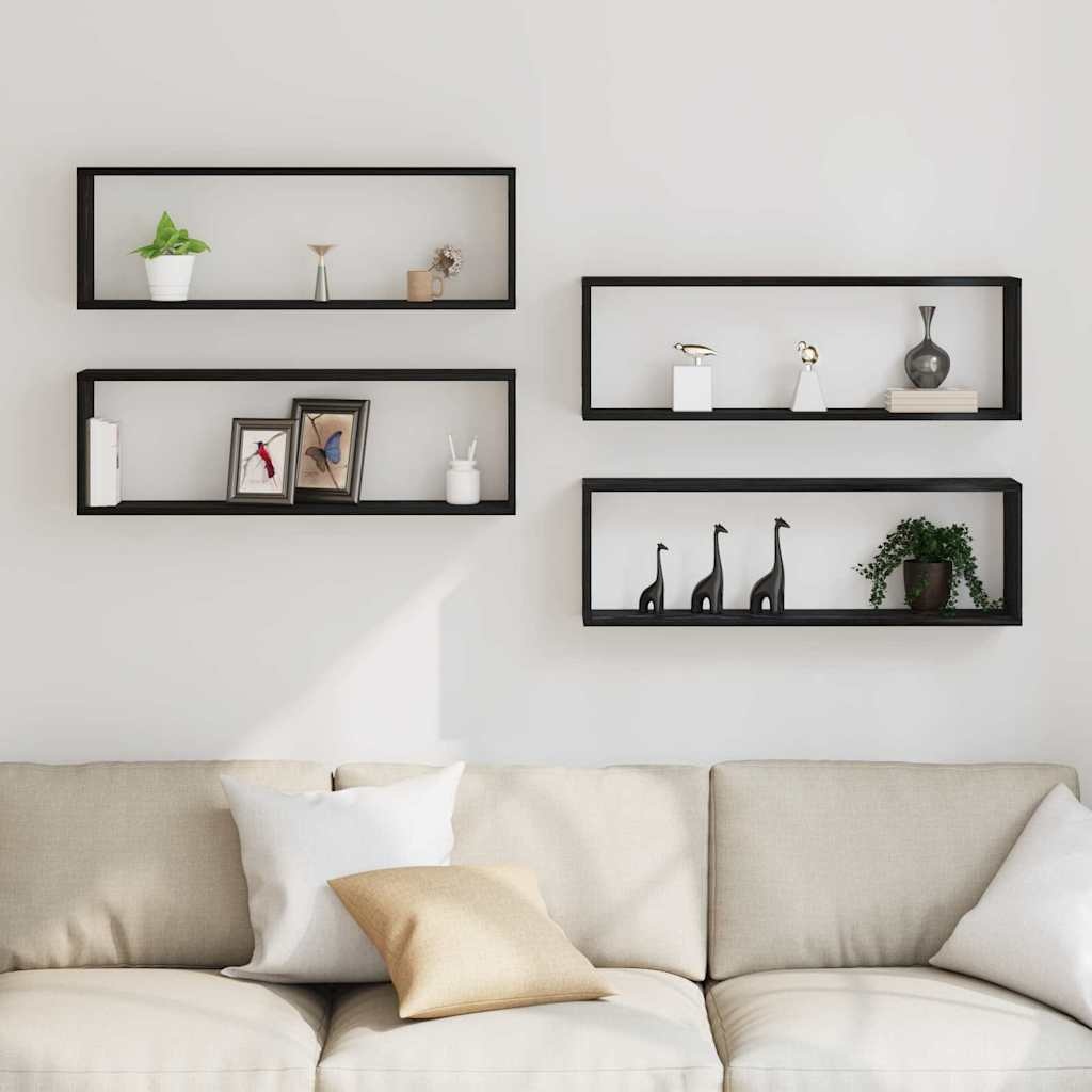 VidaXL Wandplank 4 pcs Zwart eiken 80 x 15 x 26 cm Bewerkt hout