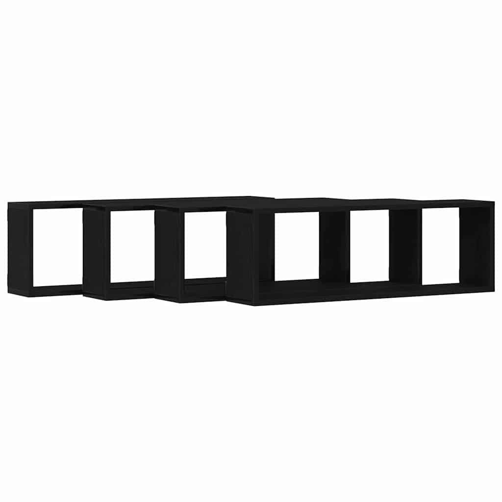 VidaXL Wandplank 4 pcs Zwart eiken 80 x 15 x 26 cm Bewerkt hout