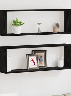VidaXL Wandplank 2 pcs Zwart eiken 80 x 15 x 26 cm Bewerkt hout