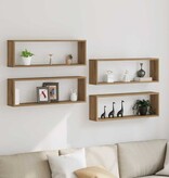 VidaXL Wandplank 4 pcs Ambachtelijk eiken 80 x 15 x 26 cm Bewerkt hout