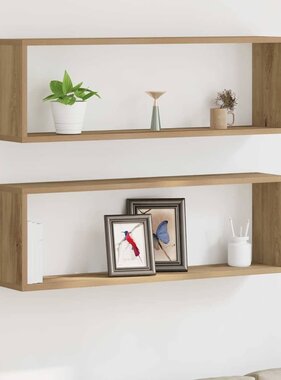 VidaXL Wandplank 2 pcs Ambachtelijk eiken 80 x 15 x 26 cm Bewerkt hout