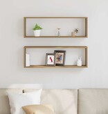 VidaXL Wandplank 2 pcs Ambachtelijk eiken 80 x 15 x 26 cm Bewerkt hout