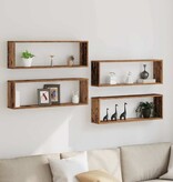 VidaXL Wandplank 4 pcs Oude hout 80 x 15 x 26 cm Bewerkt hout