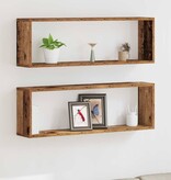VidaXL Wandplank 2 pcs Oude hout 80 x 15 x 26 cm Bewerkt hout