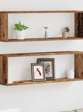 VidaXL Wandplank 2 pcs Oude hout 80 x 15 x 26 cm Bewerkt hout