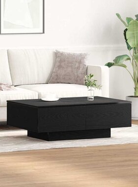VidaXL Salontafel Zwart Eiken 90 x 60 x 31 cm Bewerkt hout