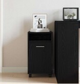 VidaXL Geweldig Kastenwagentje met wiel Zwart Eiken 33 x 38 x 60 cm