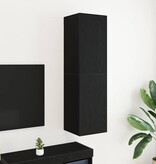 VidaXL Wand TV Kast Zwart Eiken 30,5 x 30 x 110 cm Bewerkt hout
