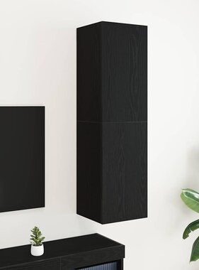 VidaXL Wand TV Kast Zwart Eiken 30,5 x 30 x 110 cm Bewerkt hout