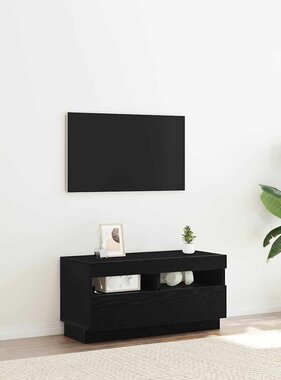 VidaXL TV-kast Zwart Eiken 80 x 35 x 40 cm Bewerkt hout