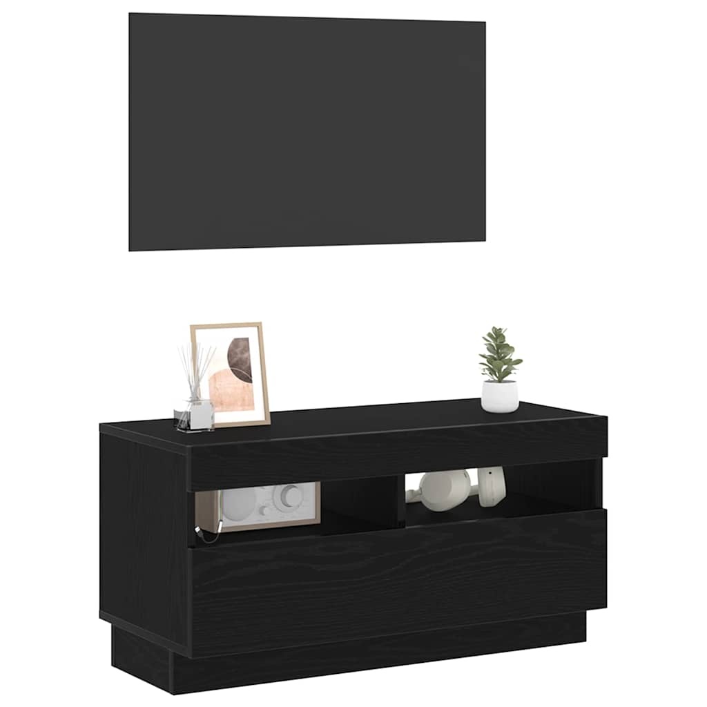 VidaXL TV-kast Zwart Eiken 80 x 35 x 40 cm Bewerkt hout