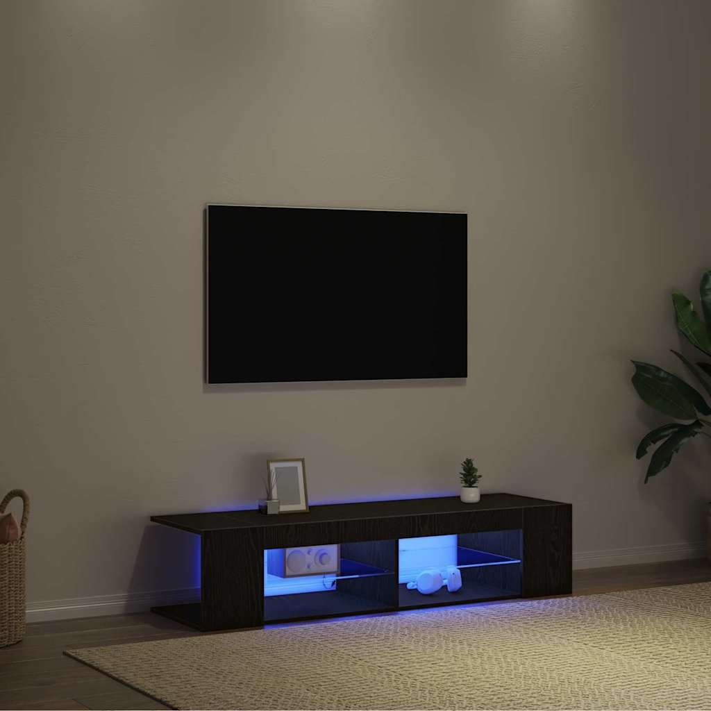 VidaXL TV-kast Zwart Eiken 135 x 39 x 30 cm Bewerkt hout