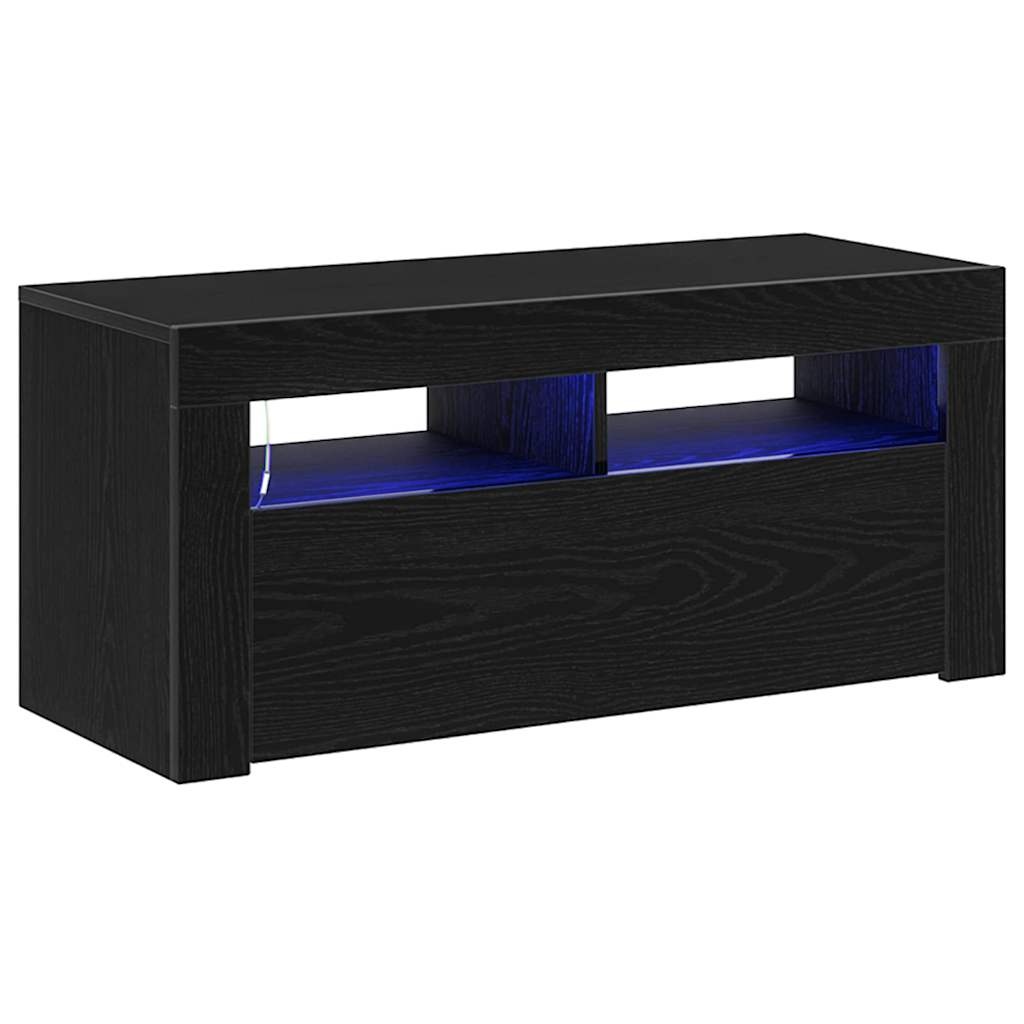 VidaXL TV-kast Zwart Eiken 90 x 35 x 40 cm Bewerkt hout