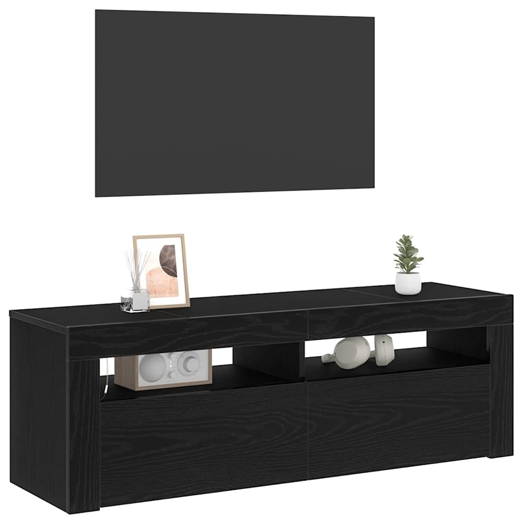 VidaXL TV-kast Zwart Eiken 120 x 35 x 40 cm Bewerkt hout