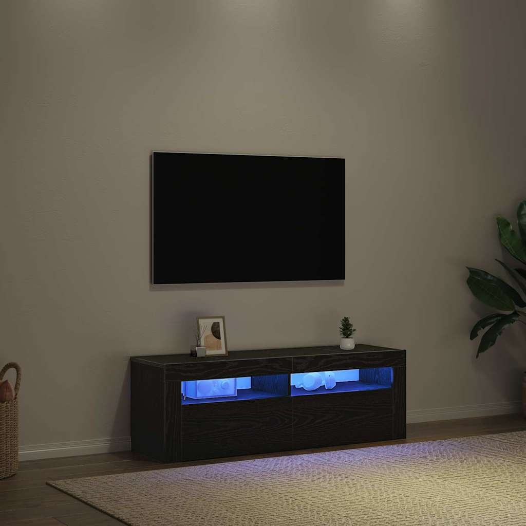VidaXL TV-kast Zwart Eiken 120 x 35 x 40 cm Bewerkt hout