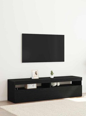 VidaXL TV-kast 2 pcs Zwart Eiken 75 x 35 x 40 cm Bewerkt hout