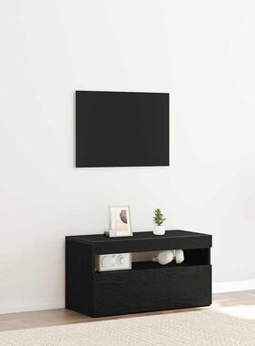 VidaXL TV-kast Zwart Eiken 75 x 35 x 40 cm Bewerkt hout
