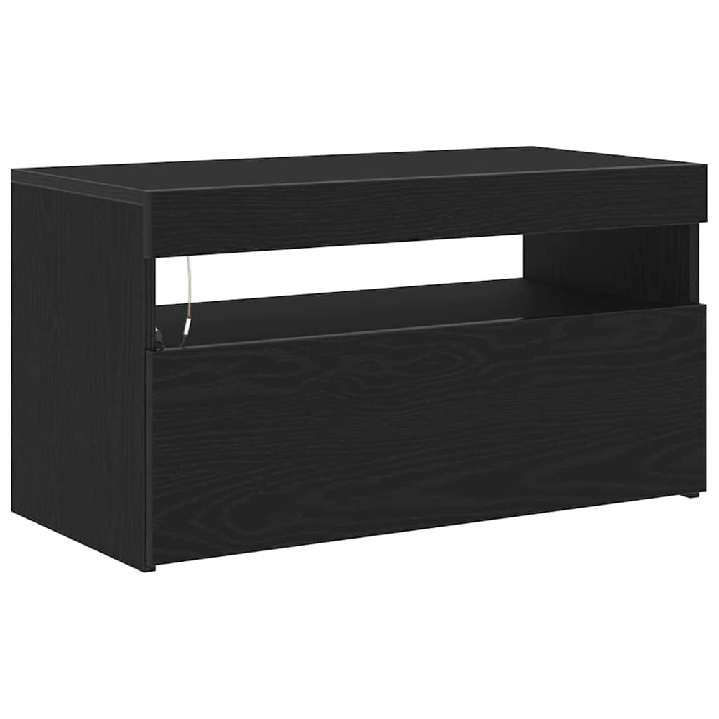 VidaXL TV-kast Zwart Eiken 75 x 35 x 40 cm Bewerkt hout