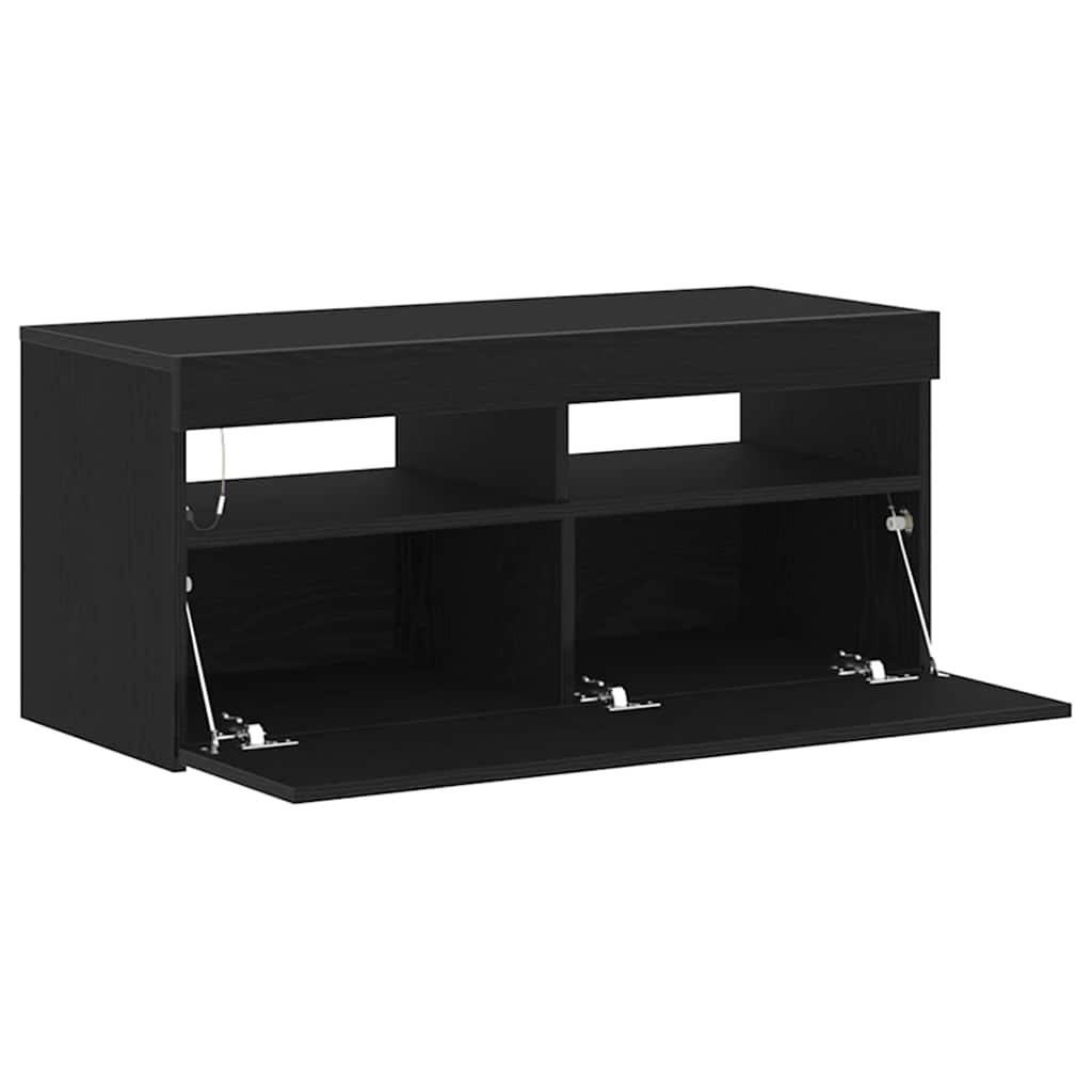 VidaXL TV-kast Zwart Eiken 90 x 35 x 40 cm Bewerkt hout