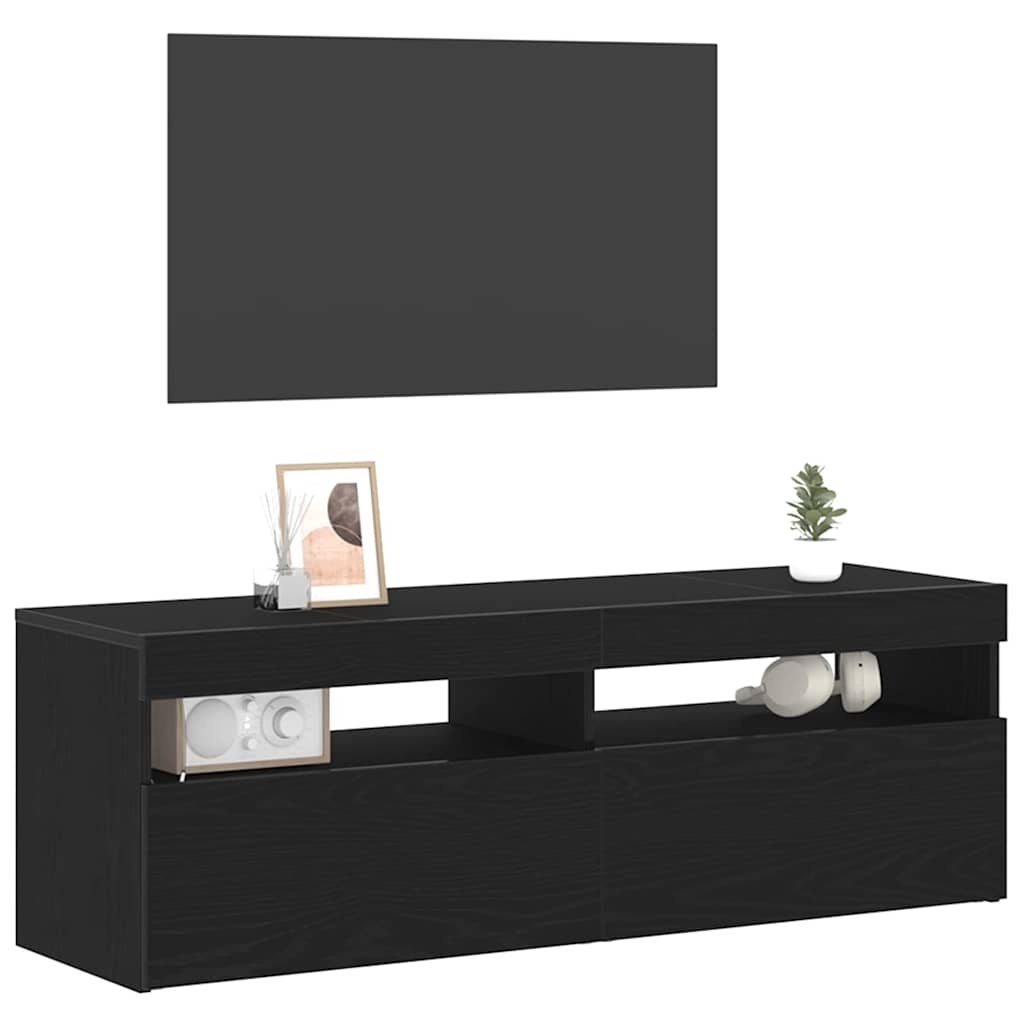 VidaXL TV-kast Zwart Eiken 120 x 35 x 40 cm Bewerkt hout