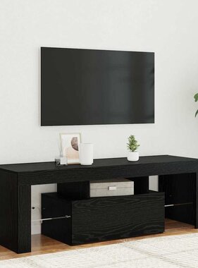 VidaXL TV-kast met lade Zwart Eiken 120 x 35 x 40 cm Bewerkt hout