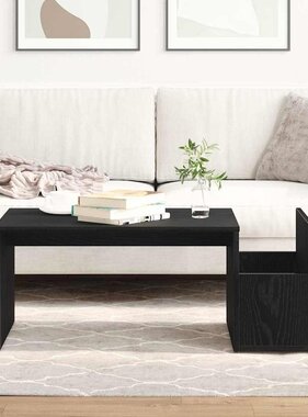VidaXL Salontafel Zwart Eiken 90 x 45 x 35 cm Bewerkt hout