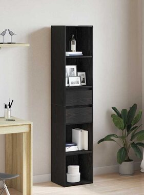 VidaXL Boekenkast Zwart Eiken 36 x 30 x 171 cm Bewerkt hout