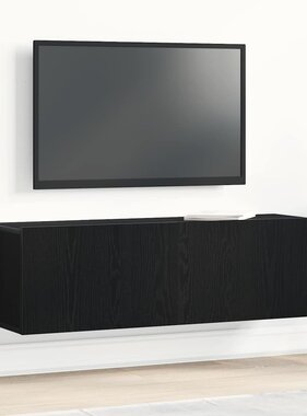 VidaXL TV-kast Zwart Eiken 100 x 30 x 30 cm Bewerkt hout