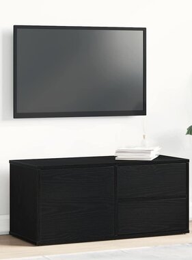 VidaXL TV-kast met lade Zwart Eiken 80 x 34 x 36 cm Bewerkt hout