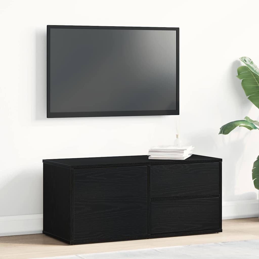 VidaXL TV-kast met lade Zwart Eiken 80 x 34 x 36 cm Bewerkt hout