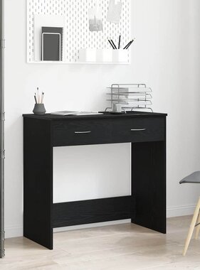 VidaXL Bureau met lade Zwart Eiken 80 x 40 x 75 cm Bewerkt hout