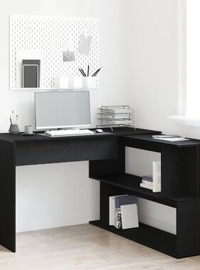 VidaXL Bureau Zwart Eiken 200 x 50 x 76 cm Bewerkt hout