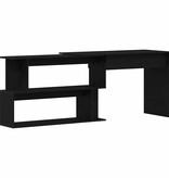 VidaXL Bureau Zwart Eiken 200 x 50 x 76 cm Bewerkt hout