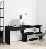 VidaXL Bureau Zwart Eiken 200 x 50 x 76 cm Bewerkt hout