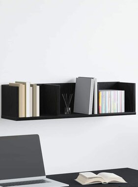 VidaXL Wandplank met plank Zwart Eiken 75 x 18 x 18 cm Bewerkt hout