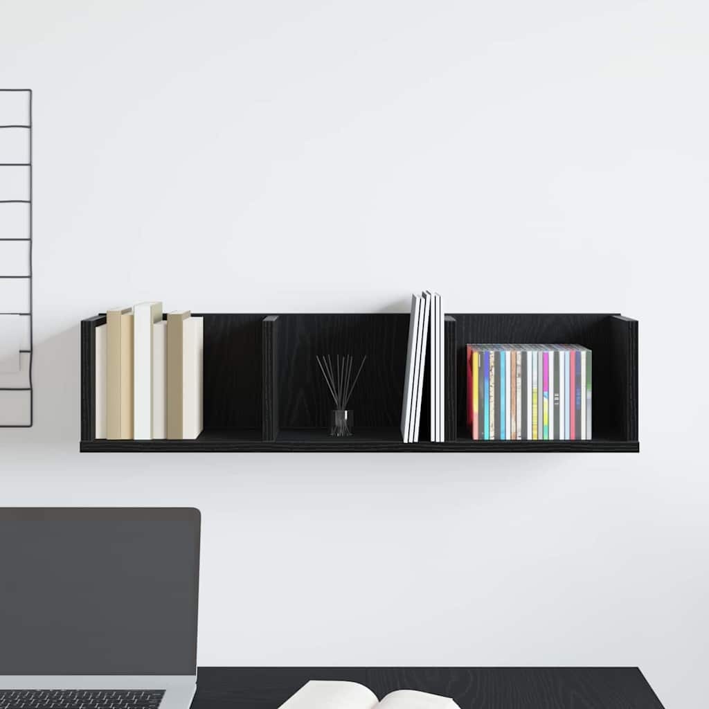 VidaXL Wandplank met plank Zwart Eiken 75 x 18 x 18 cm Bewerkt hout