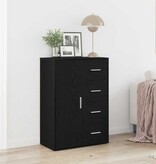 VidaXL Dressoir met lade Zwart Eiken 60 x 31 x 84 cm Bewerkt hout