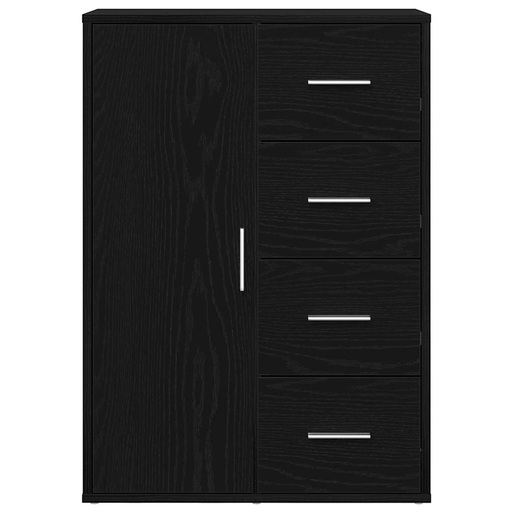 VidaXL Dressoir met lade Zwart Eiken 60 x 31 x 84 cm Bewerkt hout