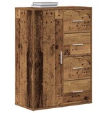 VidaXL Dressoir met lade Oudhout 60 x 31 x 84 cm Bewerkt hout